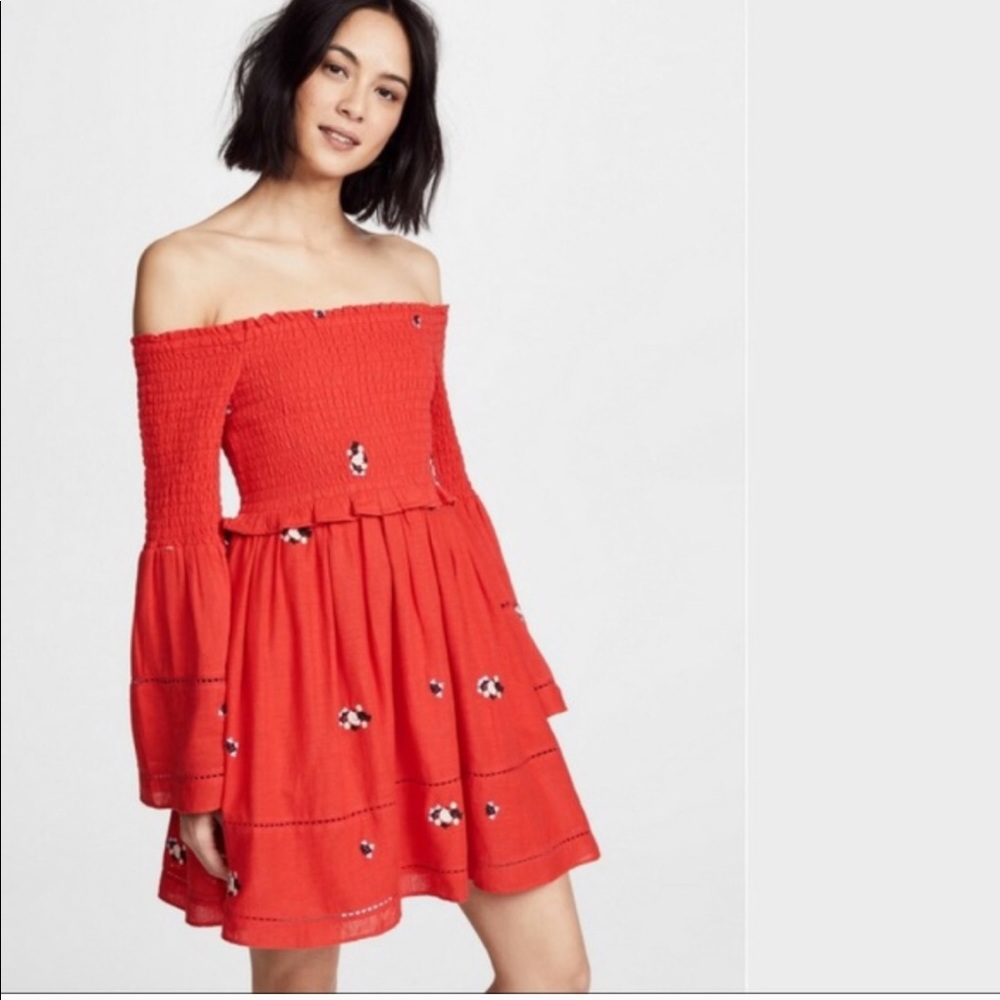 NWT FREE PEOPLE‎ COUNTING DAISIES EMBROIDERED DRESS Boho Cottagecore Romantic